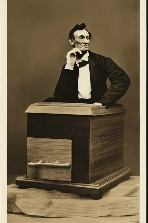 Abraham Lincoln opening a coffin vintage photography, beautiful, Tumblr aesthetic, retro vintage style, HD photography, hyperrealism