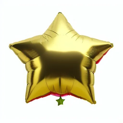 High resolution photograph of a inflated green star foil balloon