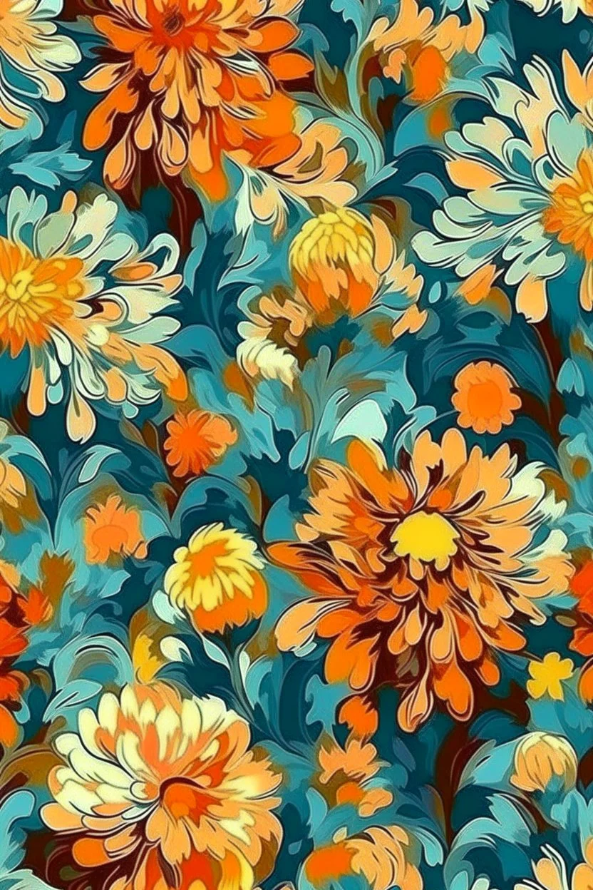 flowers floral pattern in the style of Claude Monet 3d