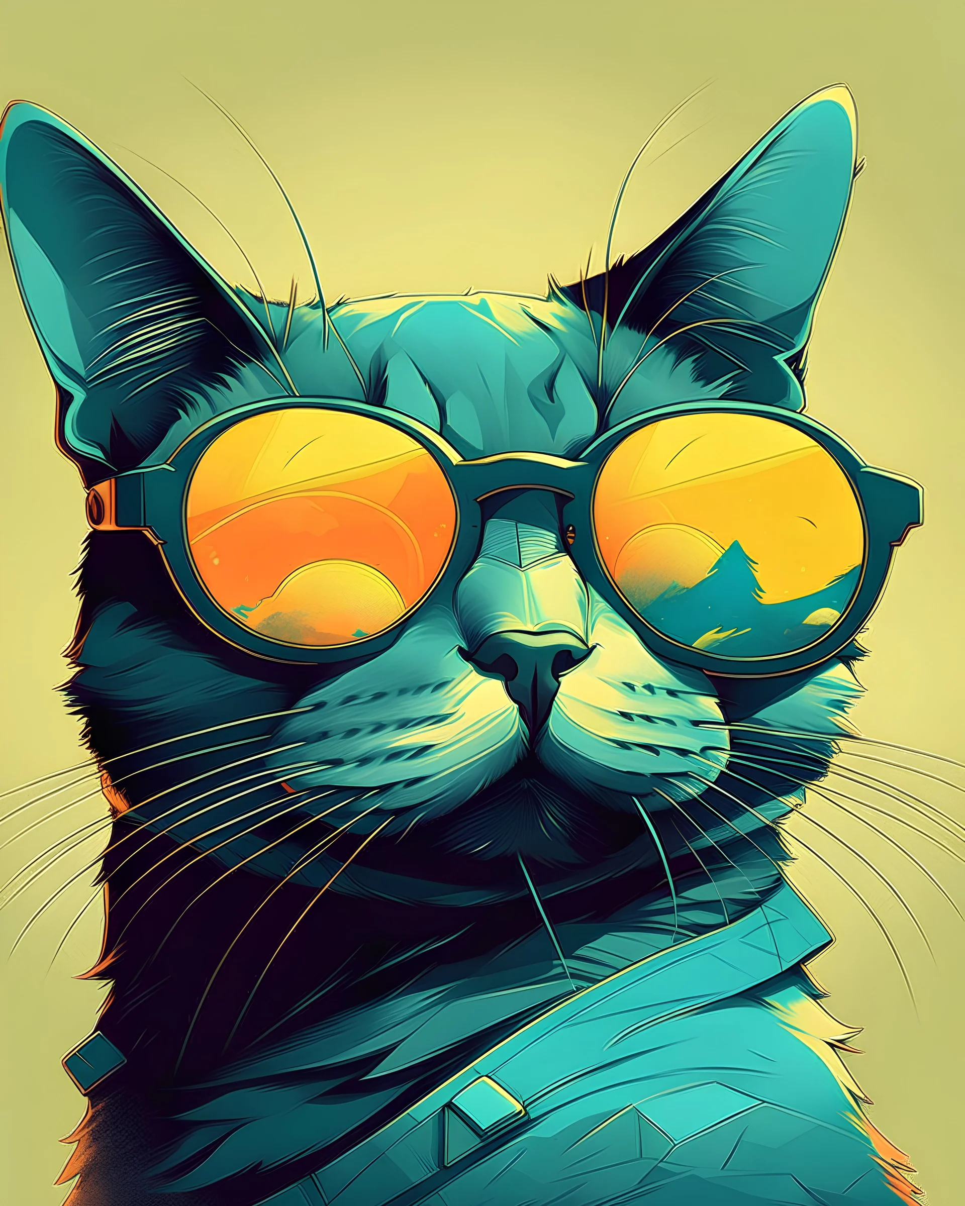 Art illustration sunglasses catman