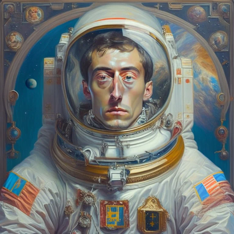 portrait of an astronaut in the style of orthodox paintings