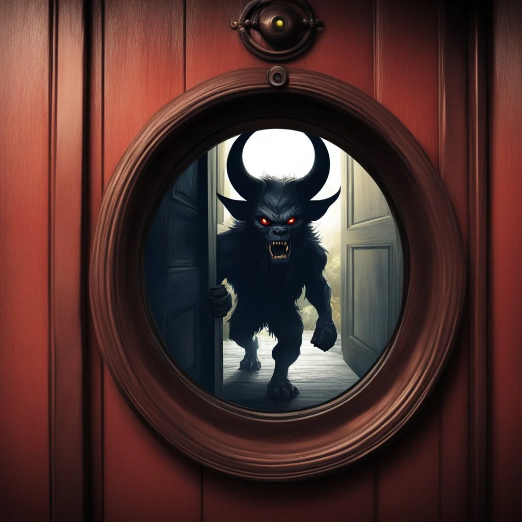through the peephole in the door: a demon knocks at the door