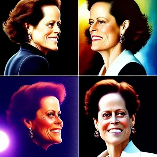 Ultra detailed fullbody Portrait in oil on canvas of sigourney weaver ,extremely detailed digital painting, extremely detailed face, crystal clear eyes, mystical colors ,perfectly centered image, perfect composition, rim light, beautiful lighting,masterpiece ,16k, stunning scene, raytracing, anatomically correct, in the style of Simon Bisley and uncannyknack and caravaggio and Seung Eun Kim and Steve Jung Jeehyung Lee.