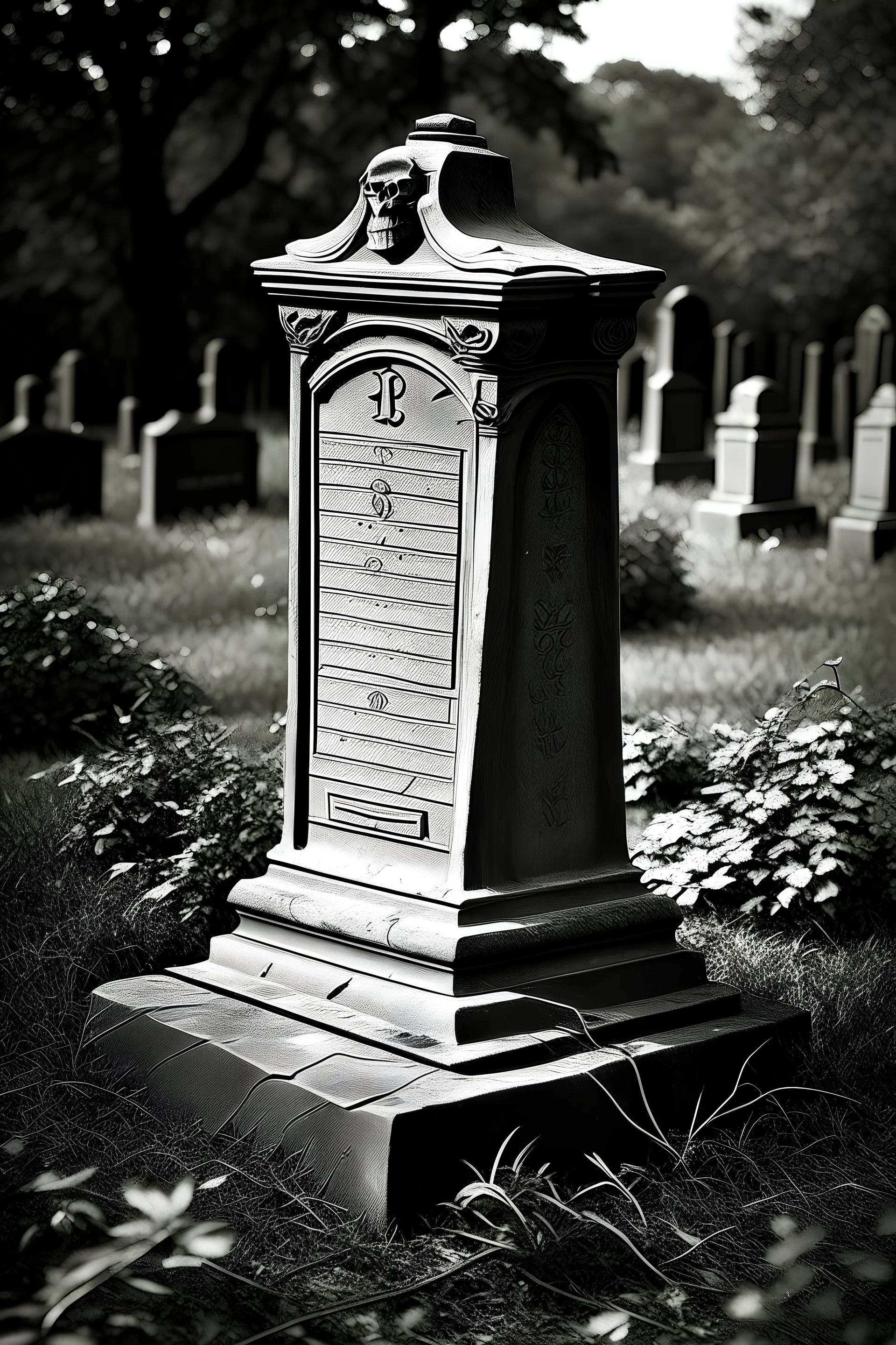 tombstone black and white
