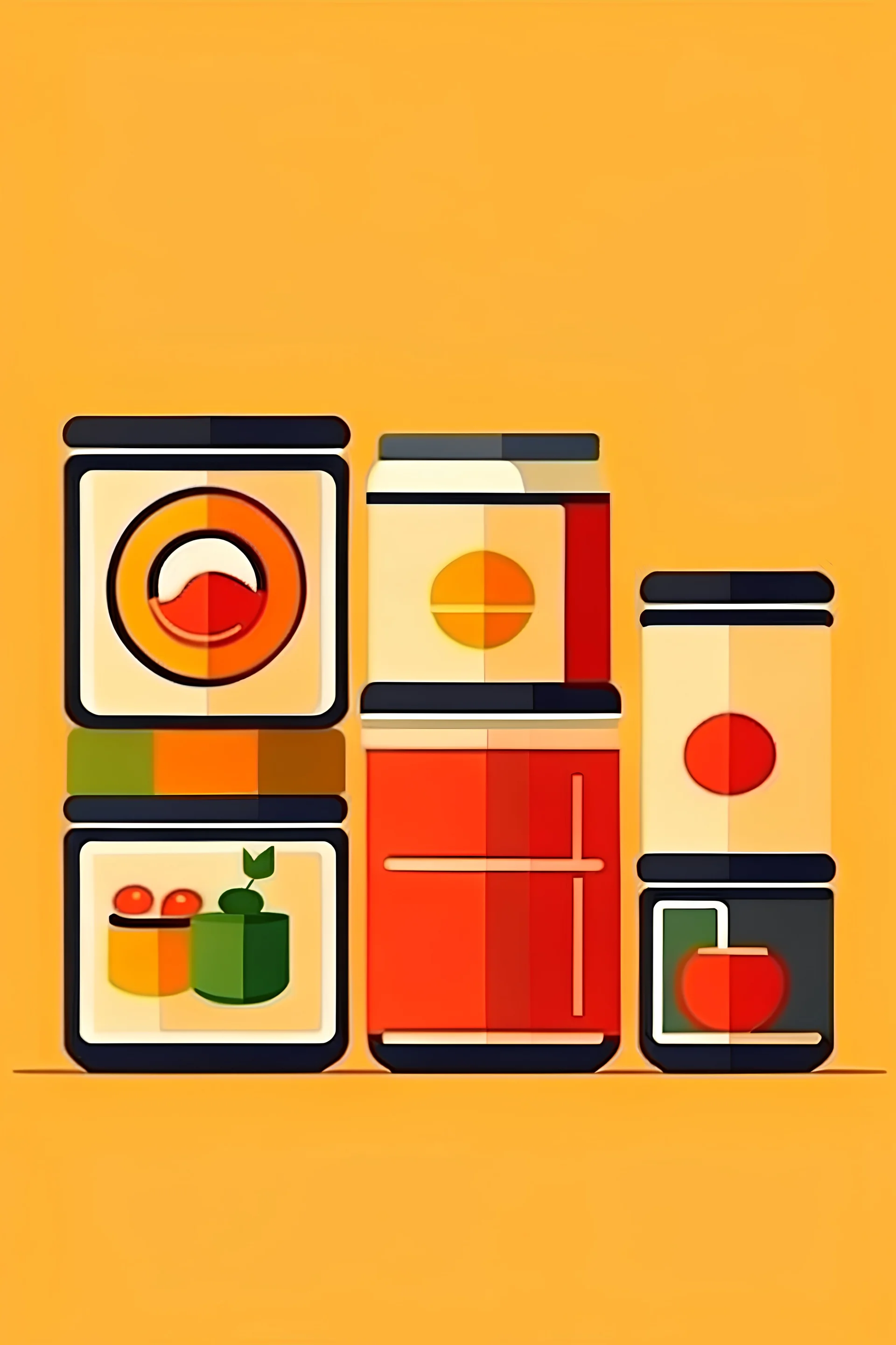 flat logo of containers and boxes of goods of foods