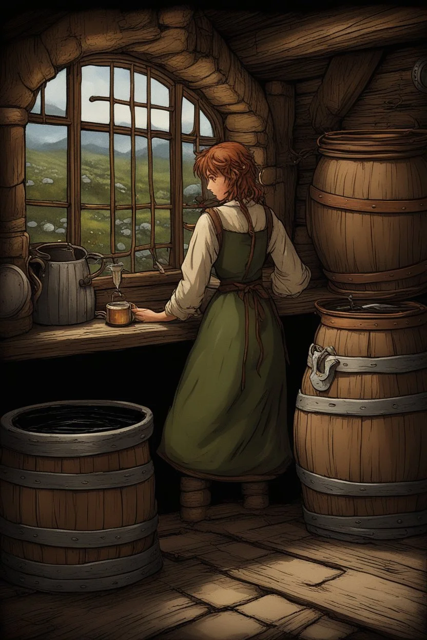 Within the cozy confines of the inn, nestled deep in the shire's sheltering valleys, the cheerful hobbit sexy girl stood drying mugs behind the well-worn counter. Before him sat his own stein, steaming gently in the firelight. Dark as finest bogwater was the elixir within, crowned with foam delicate as new-fallen snow. Slow spirals rose as it breathed, perfuming the air with notes beyond any grown in the gardens of the Halflings: deep and mysterious as tilled earth, spiced with hints of cocoa