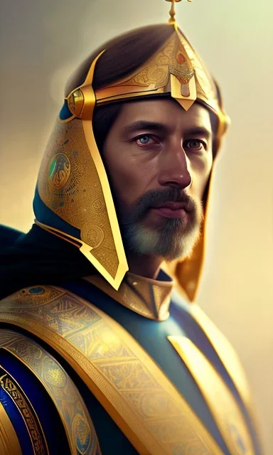 Saladin Al-Ayyubi , head and shoulders portrait, 8k resolution concept art portrait by Greg Rutkowski, Artgerm, WLOP, Alphonse Mucha dynamic lighting hyperdetailed intricately detailed