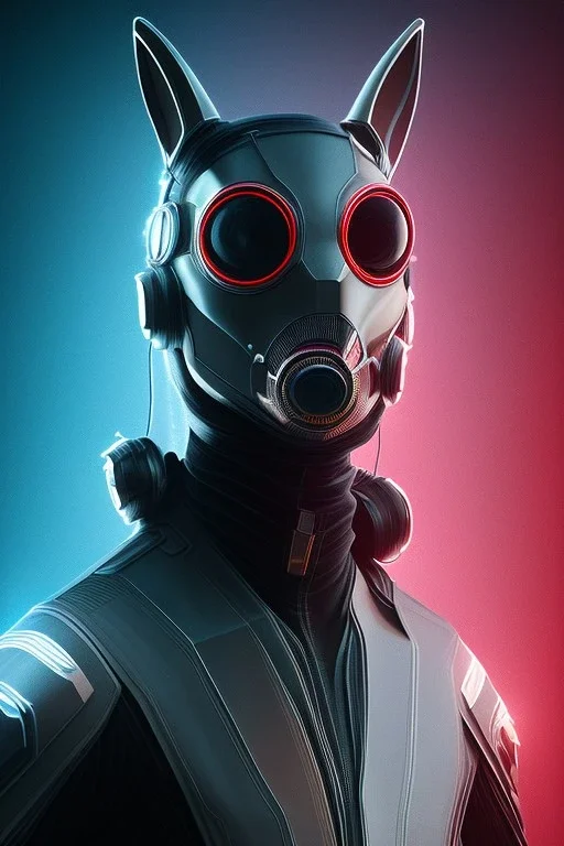 MCU Portrait, Front image, cyberpunk rabbit woman, mask, black red color, latex suit, photo studio, highly detailed, concept art, smooth, unreal engine 5, god rays, ray tracing, RTX, lumen lighting, ultra detail, volumetric lighting, 3d, finely drawn, high definition, high resolution.