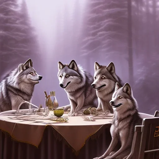 Wolf Pack sit at Table