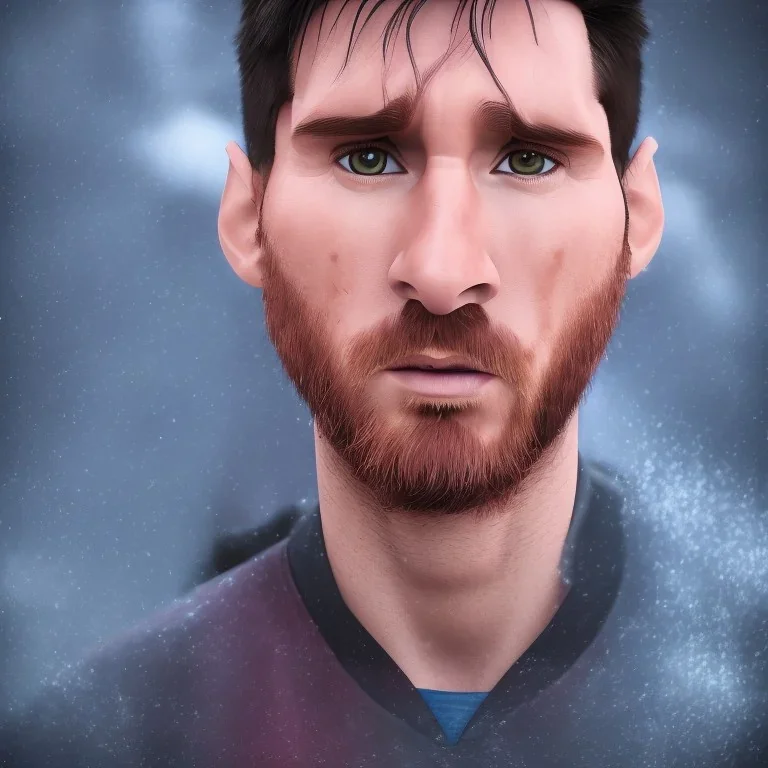 portrait photography of perfect face lionel messi, argentina flag, Fire theme art, Dark moody night atmosphere, 8K, close-up face, ignore NSFW,magic,city, steampunk, chief ,apocalypse, set , sorrow,cyborg,