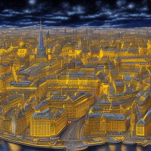 View photo over the city of stockholm penciled high end yellow blend