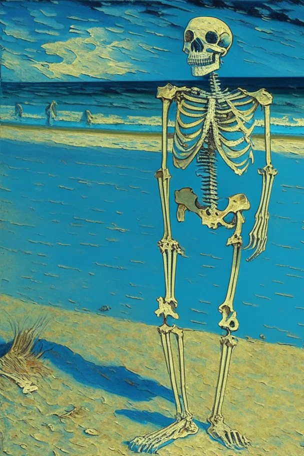 skeleton on a beach by van gogh