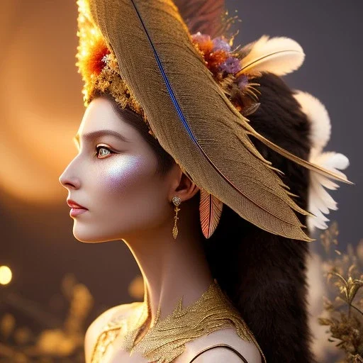 woolitize, nefertiti, rusty metal, feathers, Dryad, fae, sidhe, ominous, nature, plants, wildflower, facepaint, dnd character portrait, intricate, oil on canvas, masterpiece, expert, insanely detailed, 4k resolution, retroanime style, cute big circular reflective eyes, Pixar render, unreal engine cinematic smooth, intricate detail , soft smooth lighting, soft pastel colors