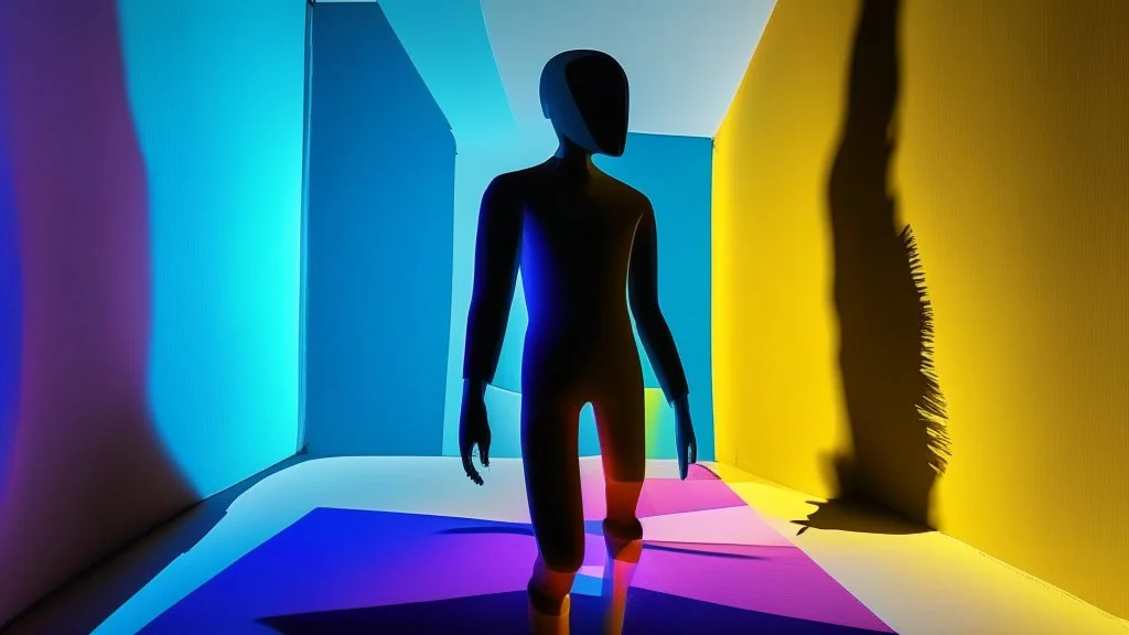 shadow made of different colors of a person entering virtual reality