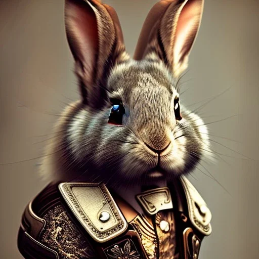 portrait of a steampunk rabbit, extremely detailed, UHD, 8k,The close-up camera effect,sharp focus, perfect position,hyperphotorealistic