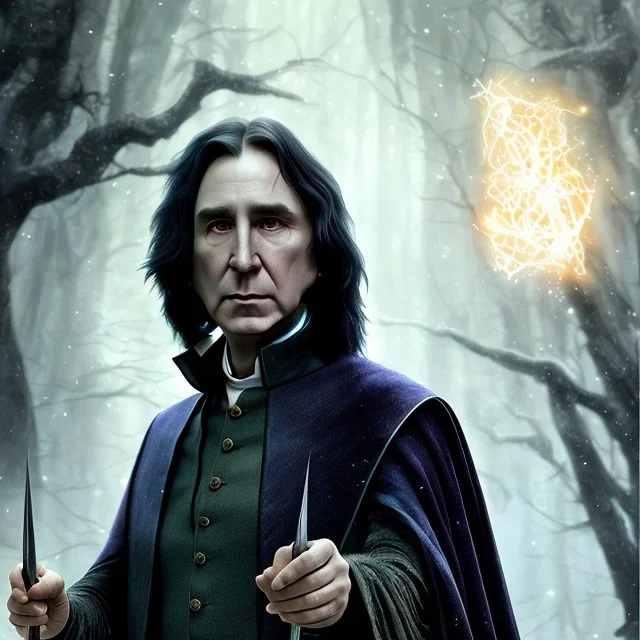 stunning watercolor portrait of Severus Snape with wand, artwork, Flickr, 8 k, detailed matte, ultrafine detail, high-quality, George Grie, Anne Dittman, Anne Stokes, Lisa Parker, Selina French, howard lyon, greg rutowski