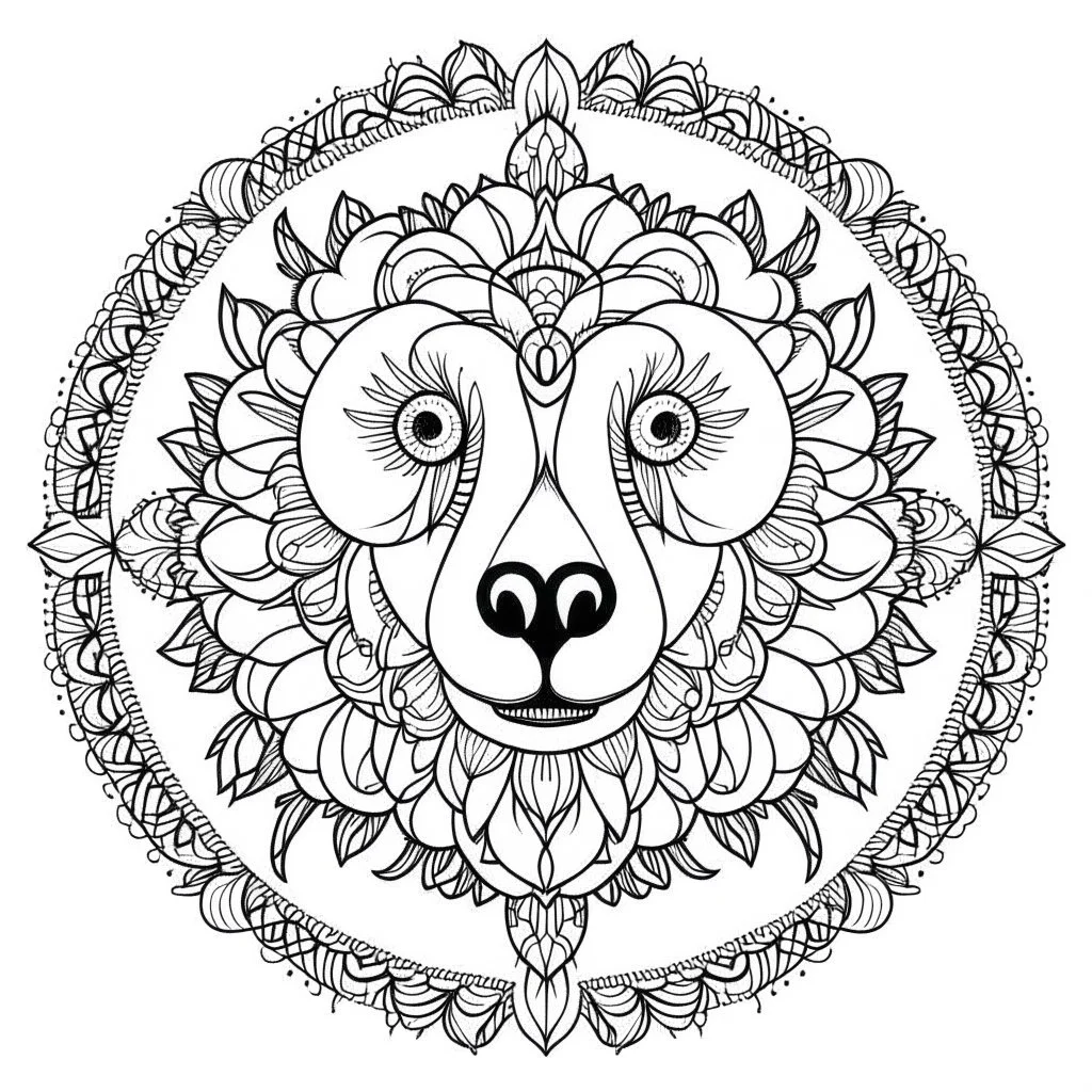 amazing animals, mandala, full view, realistic, coloring page, only draw lines, coloring book, clean line art, –no sketch, color, –ar 3:4, white background, minimalistic black lines, minimal black color, low level black colors, coloring page, avoid thick black colors, thin black line art, avoid colors, perfect shape, perfect clear lines,