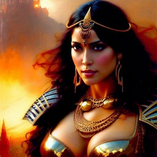 portrait beautiful face Dejah Thoris ,busty,medieval metal armor balanciaga fashion clothe painting by gaston bussiere, greg rutkowski, yoji shinkawa, yoshitaka amano, tsutomu nihei, donato giancola, tim hildebrandt, oil on canvas, cinematic composition, extreme detail,fit full head inside picture