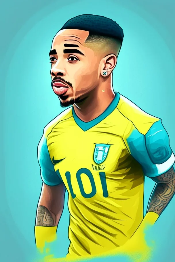 Gabriel Jesus Brazilian football player ,cartoon d2