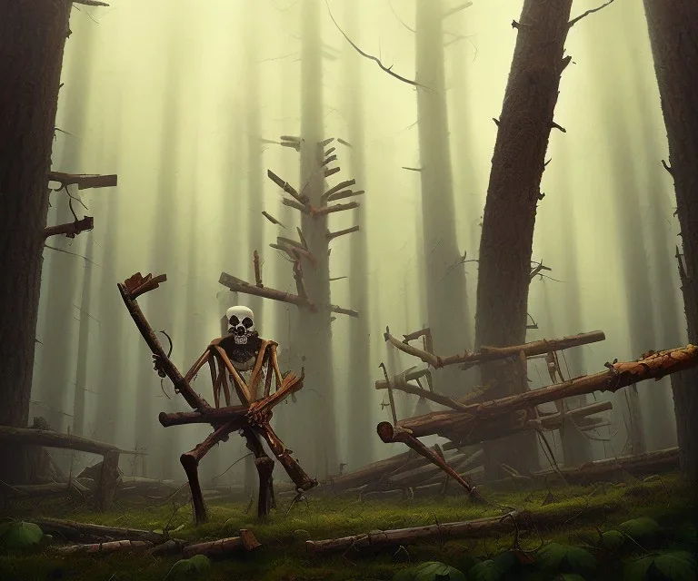 Epic photo of a skeletal lumberjack, by greg rutkowski