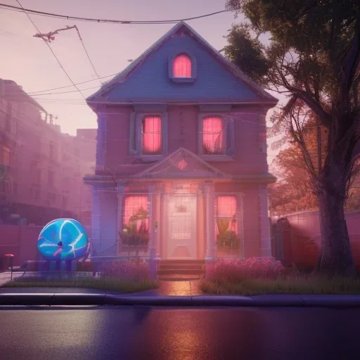 Candy house, unreal 5, octane render, cinema4d, redshift render, hyper realistic, cenematic, vibrancy, synthwave, retouch, centered, dynamic lighting, dramatic lighting, 4k, highly detailed, attractive beautiful, realistic, epic composition, holographic,