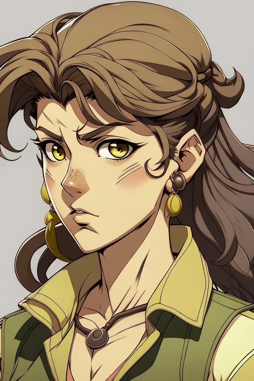 jojos style brown mullet girl character