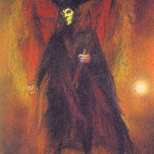 Painting of a satanic sorcerer, impressionist art