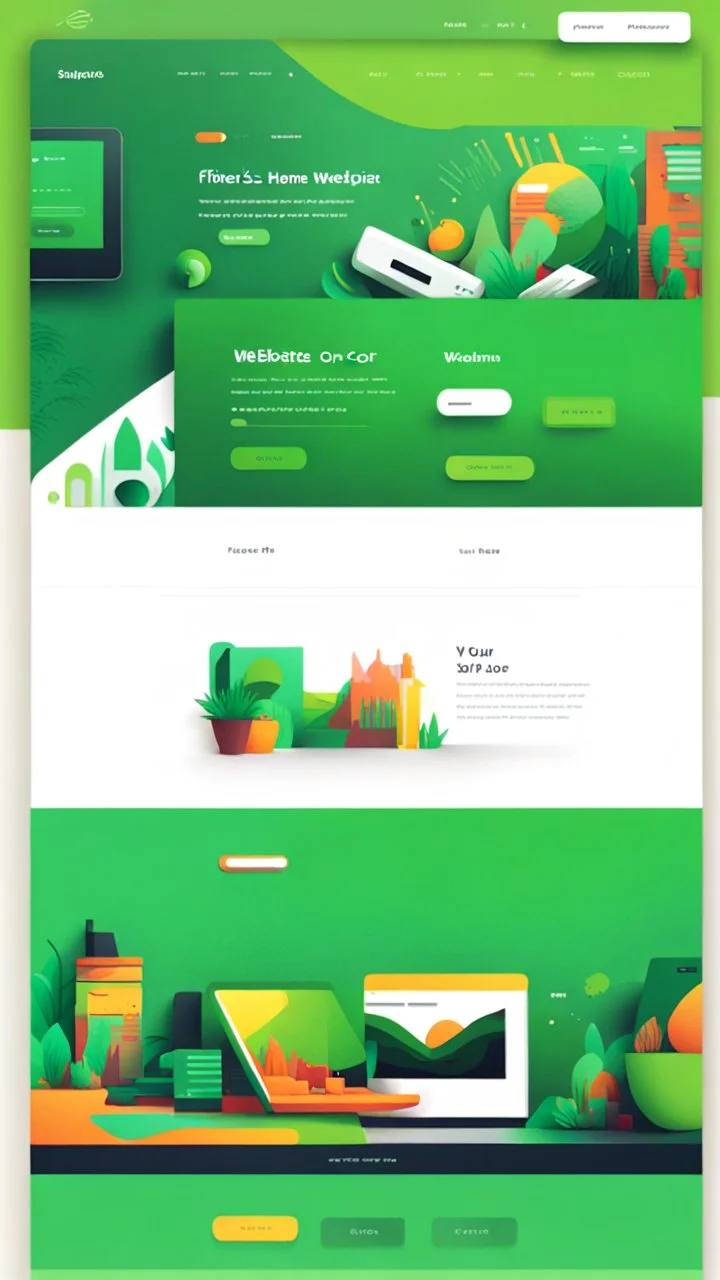 simple art style that show webiste's home page use bright green and color that fit to first color