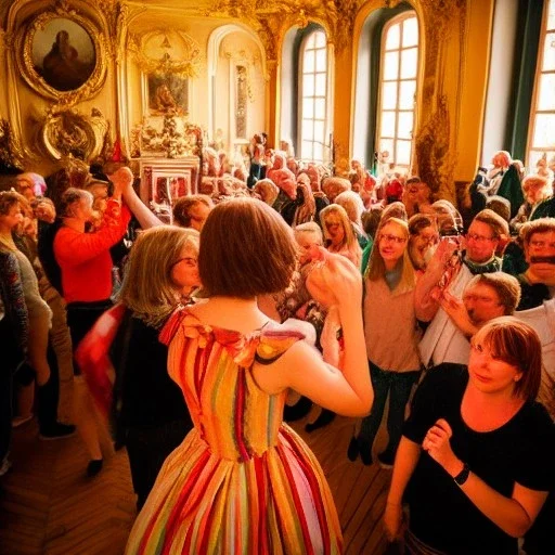 Party in a schloss, cheering people, Austrian aesthetic, warm colors, 8k, HD, cinematography, photorealistic, Cinematic, Color Grading, Ultra-Wide Angle, Depth of Field, hyper-detailed, beautifully color-coded, insane details, intricate details, beautifully color graded, Cinematic, Color Grading, Editorial Photography, Depth of Field, DOF, Tilt Blur, White Balance, 32k, Super-Resolution, Megapixel, ProPhoto RGB, VR, Halfrear Lighting, Backlight, Na