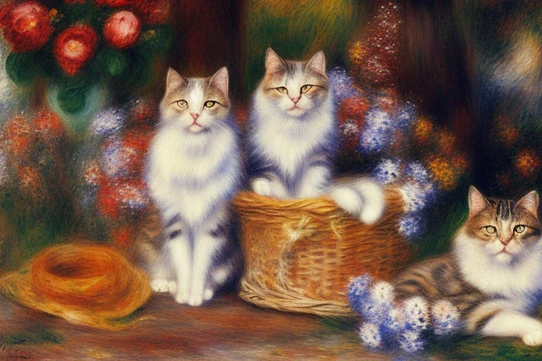 Zwei Katzen (auf einer Terrasse) Auguste Renoir