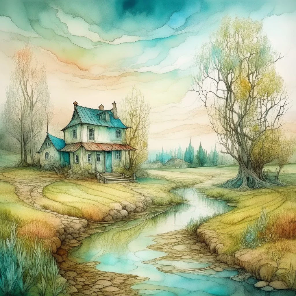 The place where the Dream and its followers live. Watercolor, fine drawing, beautiful van gogh landskape, pixel graphics, lots of details, pastel aqua colors, delicate sensuality, realistic, high quality, work of art, hyperdetalization, professional, filigree, hazy haze, hyperrealism, professional, transparent, delicate pastel tones, back lighting, contrast, fantastic, nature+space, Milky Way, fabulous, unreal, translucent, glowing