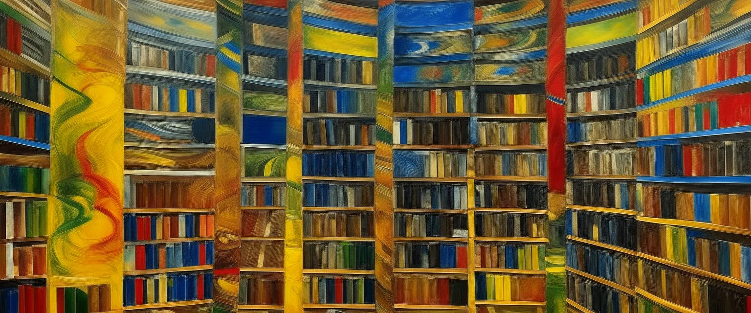 reaching the endless library in the style of jasper johns