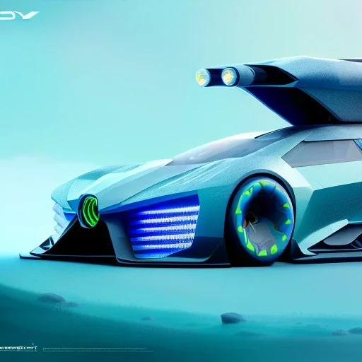 fullbody Drawing of 'Amazing concept Vehicle FROM THE FUTURE'intricate detail,by andrea bonelli,Kilian Eng,Ohrai,three quarters view, Futuristic Vehicle design study, toned colors,16k