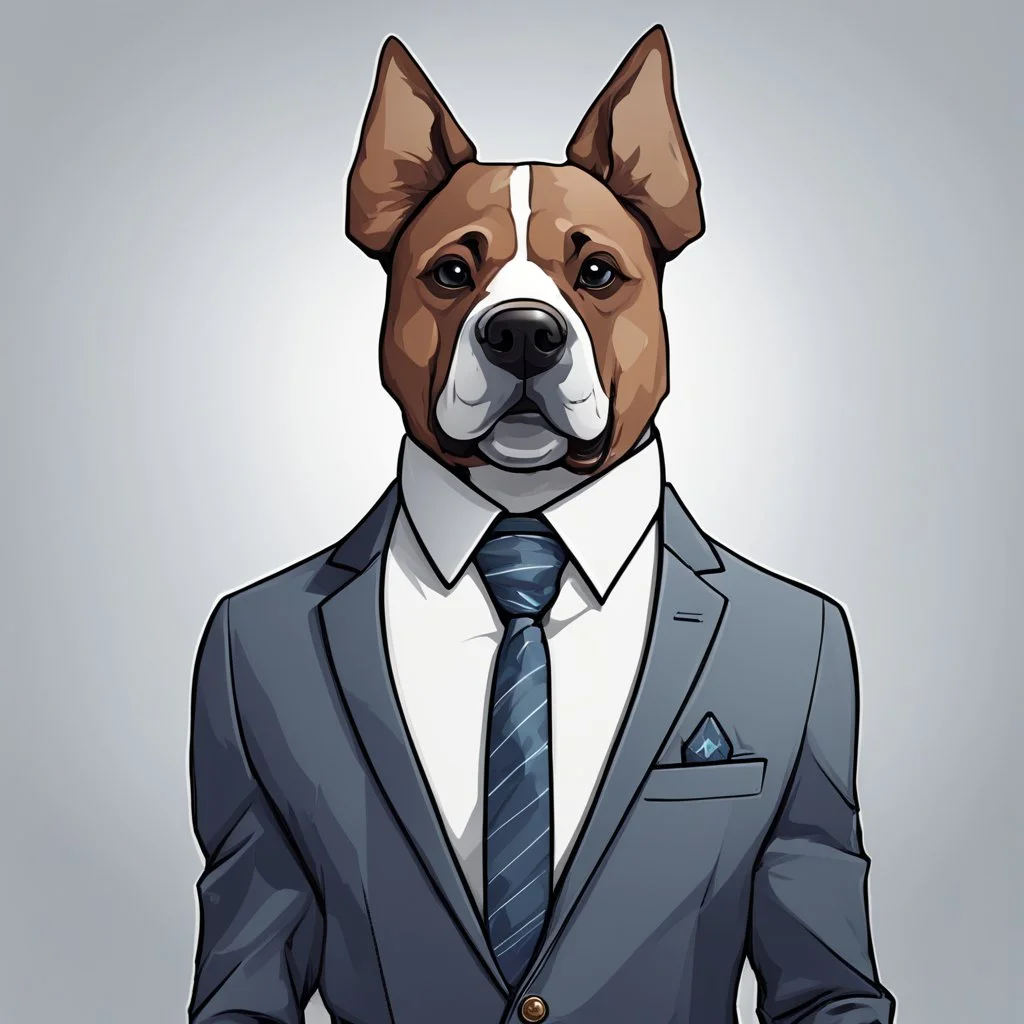 make one realistic business dog that are made of shapes and have a suit on lokk like crystals