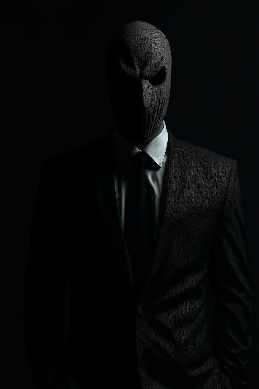 a scary figure wearing a suit and tie with no face