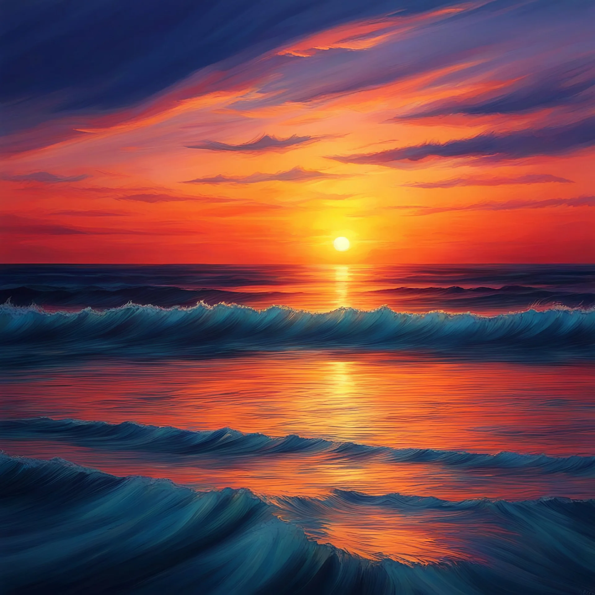 Sunset on the sea. This picture is characterized by attractive colors that give a feeling of comfort