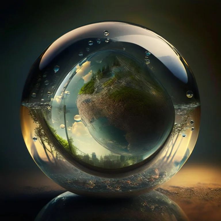 A glass sphere with a world inside