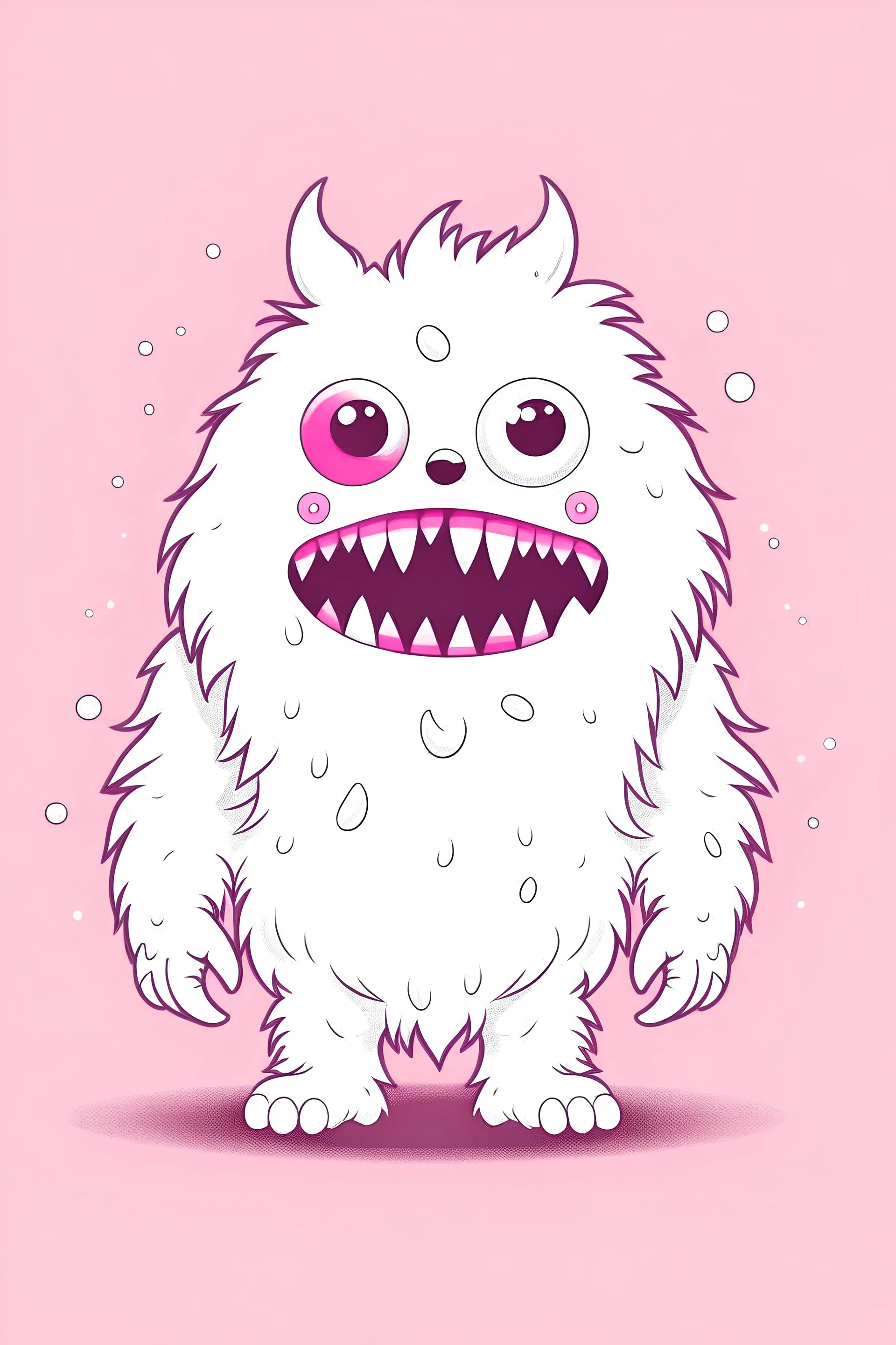 white monster with pink backgrounds