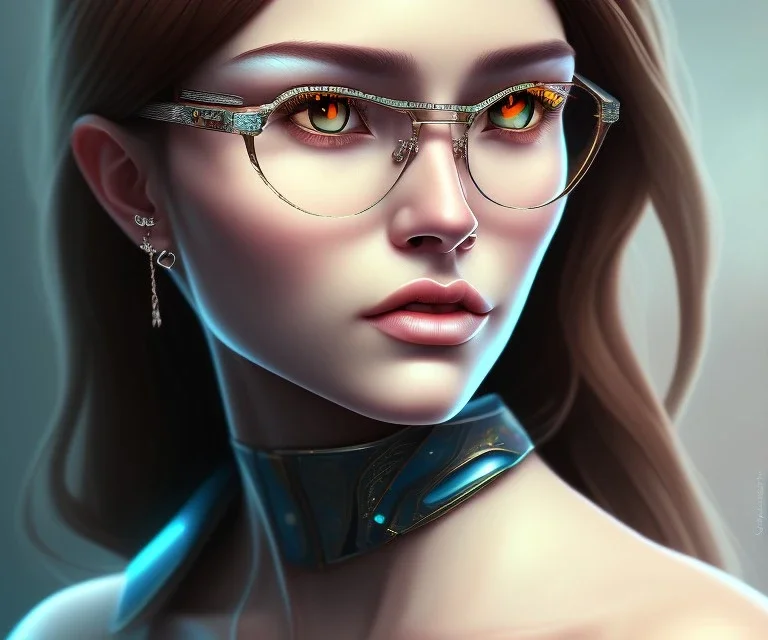 character portrait,cute,glasses, septum piercing, 8k, highly detailed, photo realistic