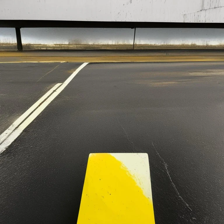 Minimal abstract oil paintings desolate 1960s carpark concrete fragments. Yellow road markings. style of Justin Mortimer and Francis Bacon.