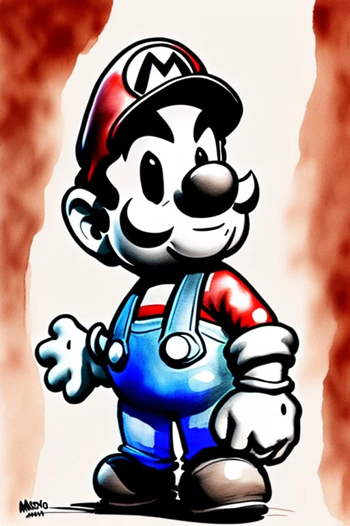 Waterbrush Mario illustration