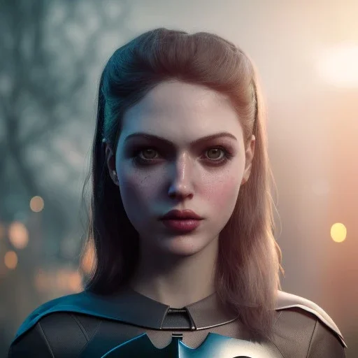 analog style,real cool girl portrait, simmetric eyes, ambient, batgirl make up outfit, ultra realistic photo, unreal engine --aspect ratio 1:1