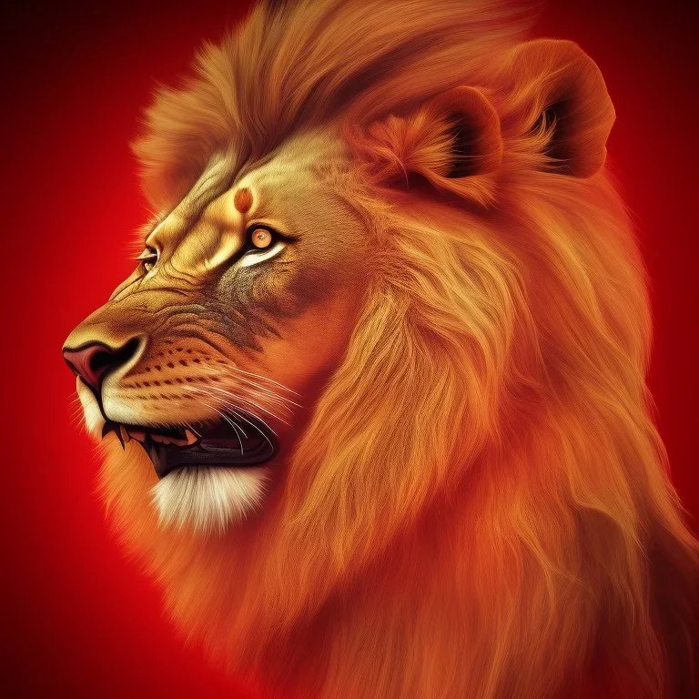 A beautiful portrait of a lion red green color scheme, high key lighting, volumetric light high details moroccan flag background