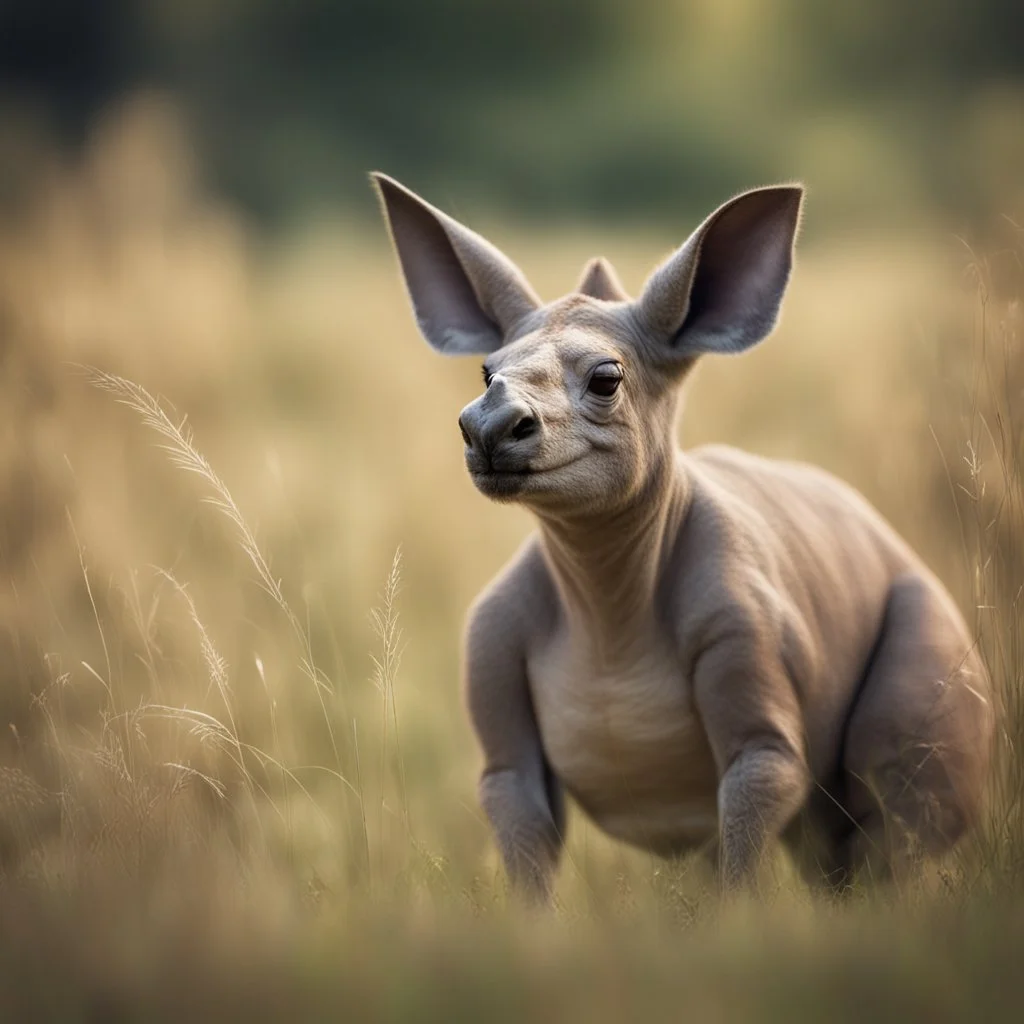 kangaroo rhino kobold in long grass ,bokeh like f/0.8, tilt-shift lens 8k,*-