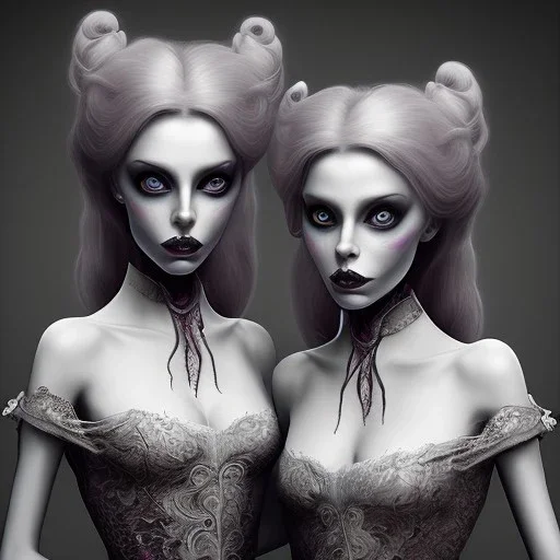 extrem tim burton style of the evil stepsisters, sharp focus