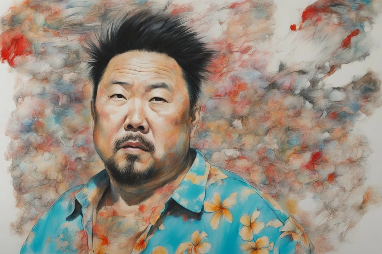 man in Hawaiian shirt by david choe