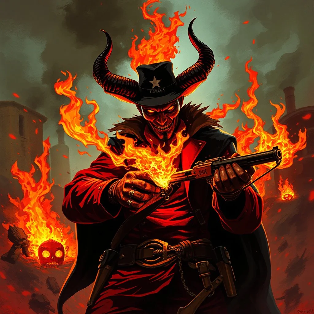 blaze the pyromaniac devil wild west bandit fantasy art