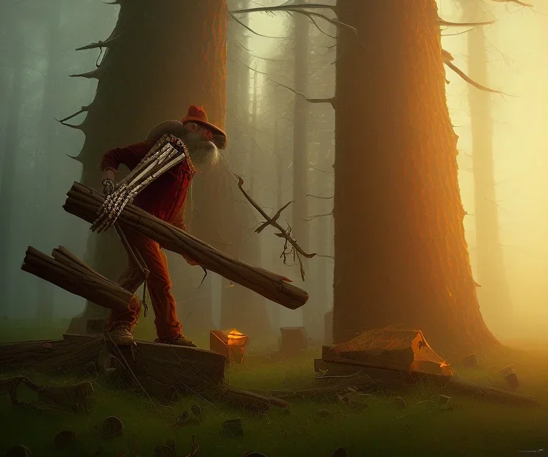 Epic photo of a skeletal lumberjack, by greg rutkowski