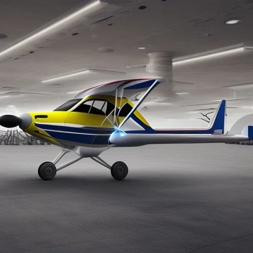 a ultra light aircraft in a bicycle storage place