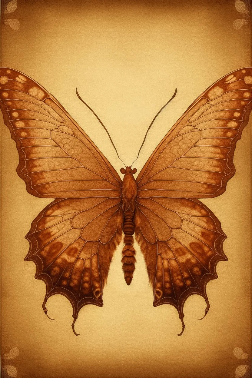 The cover of an album song in the shape of a light brown butterfly